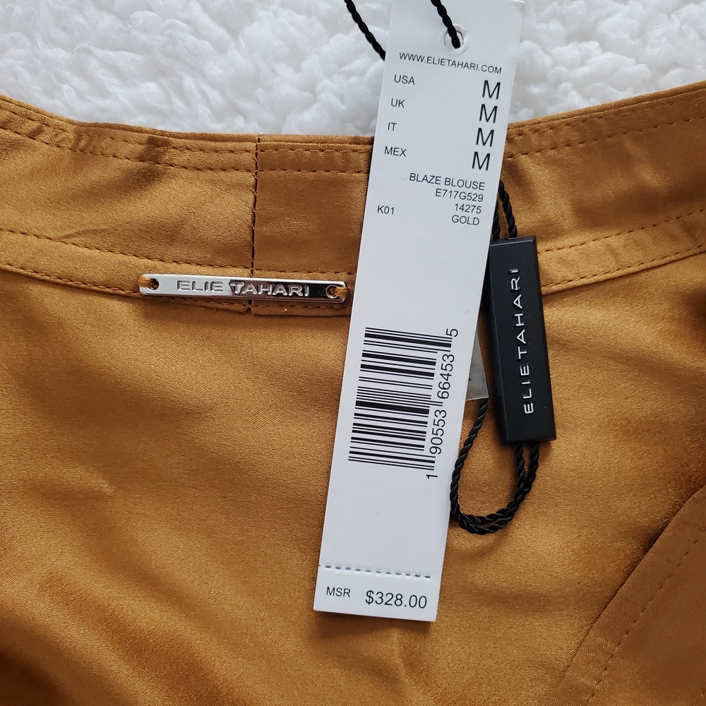 Elie Tahari Gold Satin Blouse - Picture 4 of 6